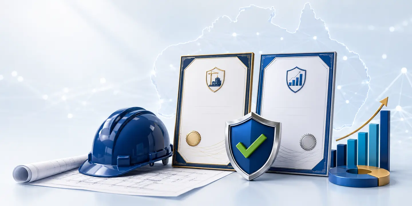 Australian builder and financial-services licence records shown as separate verified certificates