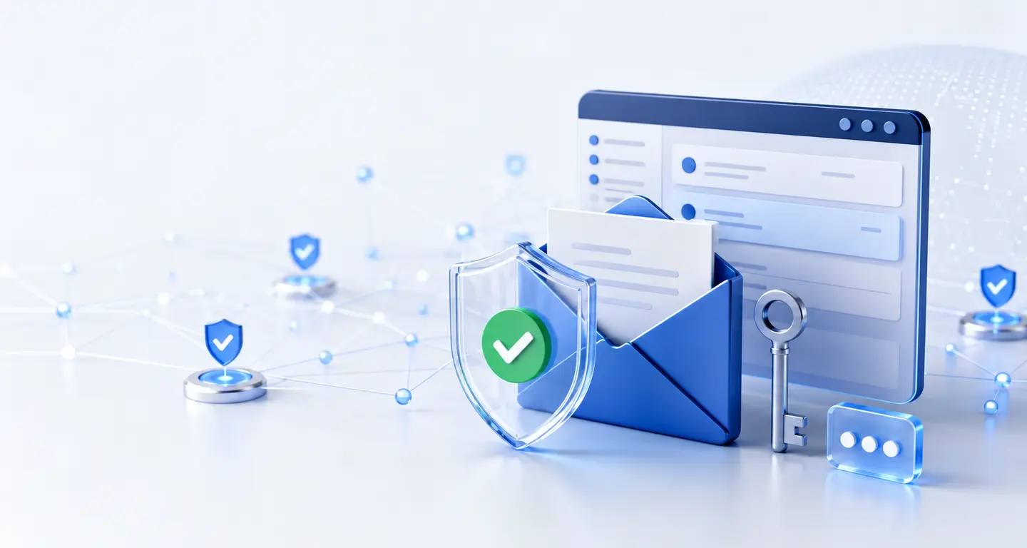 Verified business email protected by sender authentication and a security shield